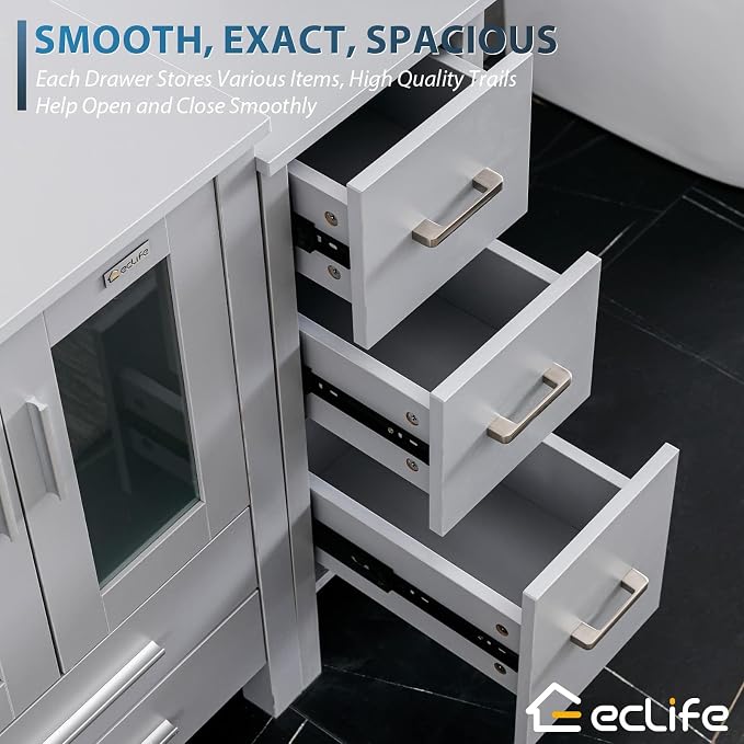 eclife 84" Modern Bathroom Vanity Sink Combo Freestanding Cabinet - Image 6