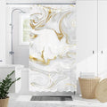Domoku Grey Gold Marble Shower Curtain, Abstract Modern by DOMOKU