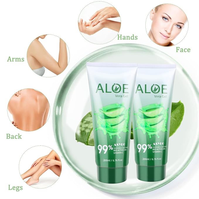 200x2 ML Aloe Vera Gel – 99% Organic Pure Aloe Vera Hydrating Face & Body - Image 6