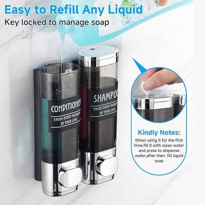 Shampoo and Conditioner Dispenser, GlintGath Shower Dispenser 2 Chamber No - Image 5