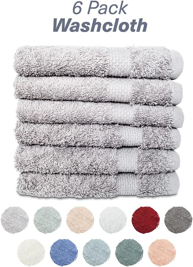 Hencely Premium 6-Pack Washcloths 12x12 Inches Soft Turkish Cotton High - Image 4