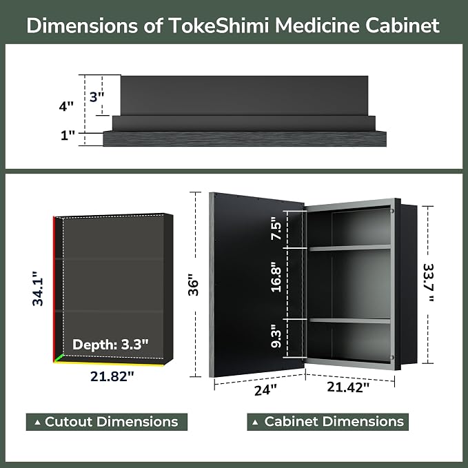 TokeShimi 24x36 Recessed Medicine Cabinet - Image 2