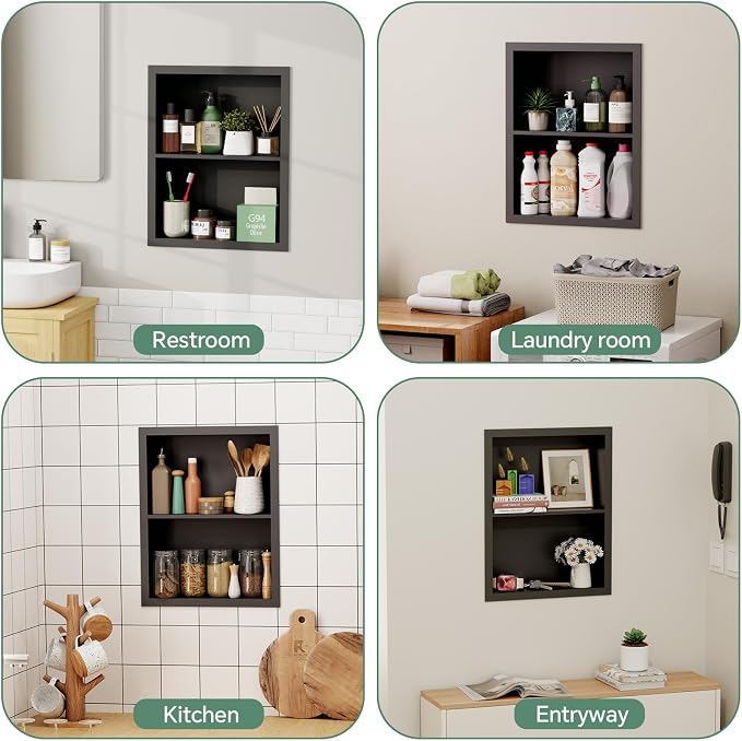 Stainless Steel Recessed Medicine Cabinet 14''*18'', Rust-Proof Metal Wall Niche - Image 5