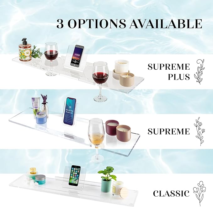 38" Supreme Plus- Luxury Bathtub Tray Caddy- 3/8" Thick, Acrylic Bathtub Caddy - Image 7