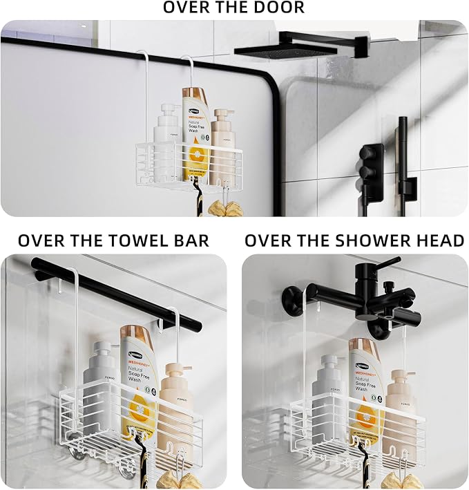 SHANSHUI Shower Hanging Caddy, Bathroom Shower Organizer Basket, Shampoo Bracket - Image 2