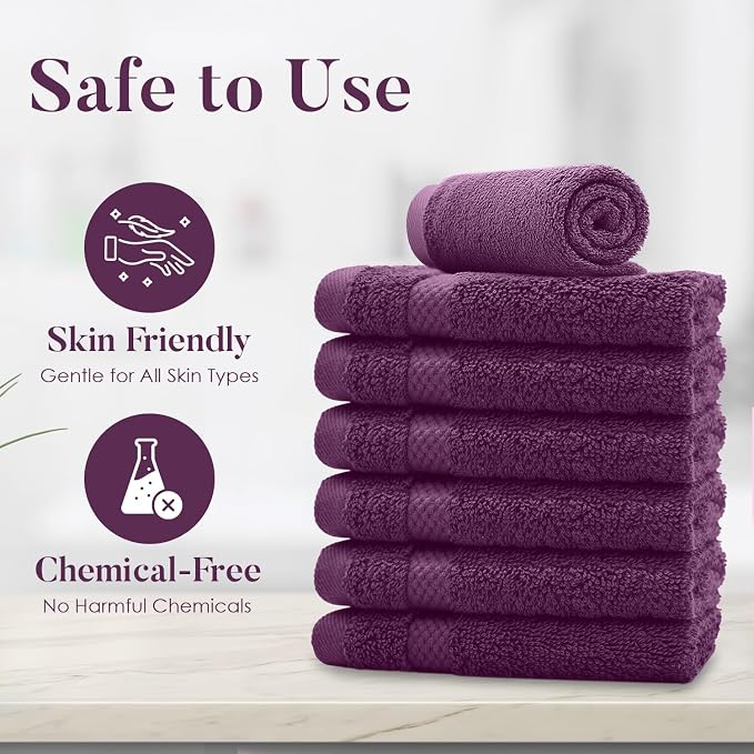 DAN RIVER 12-Pack Premium 100% Cotton Purple Passion Face Towels – Reusable - Image 8