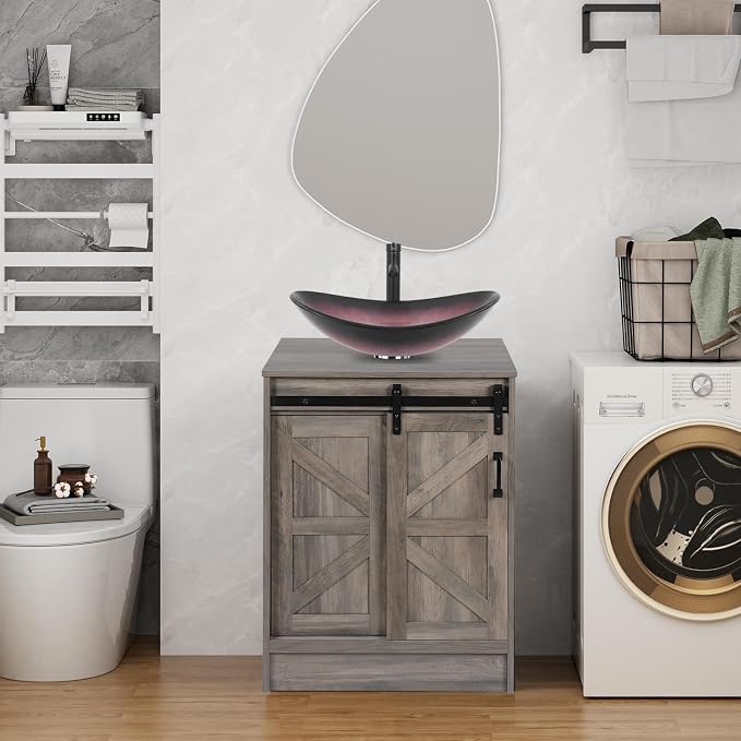 24" Barnoor Bathroom Vanity, Farmhouse Style Standing Pedestal Cabinet by Solidee