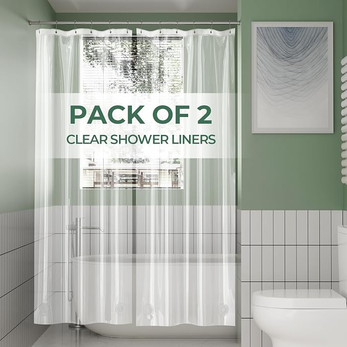 AmazerBath Stall Shower Curtain Liner 2 Pack, 36 x 72 Inches PEVA Plastic by AmazerBath