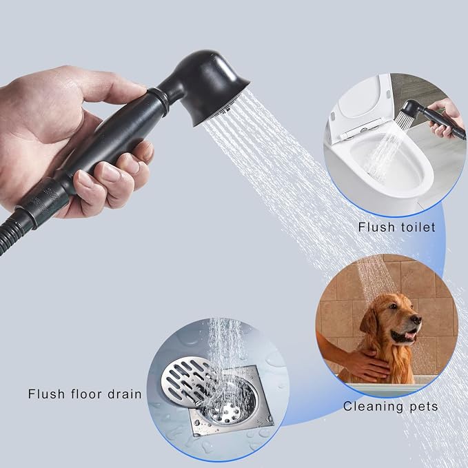 Senlesen Matte Black Bathroom Single Handle Freestanding Bathtub Faucet Floor - Image 6