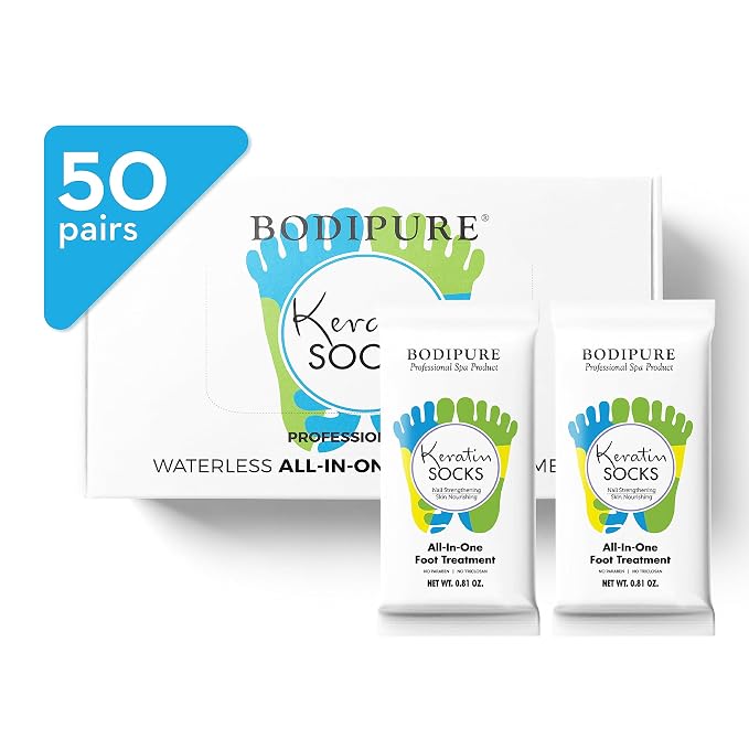 Bodipure All-In-1 Moisturizing Foot Mask | Keratin & Vitamin E Foot Mask by BodipureInc