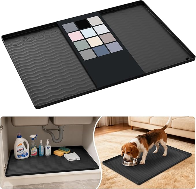 URMONA Waterproof Silicone Under Sink Mat 28'' x 19'' Shelf Liner by URMONA