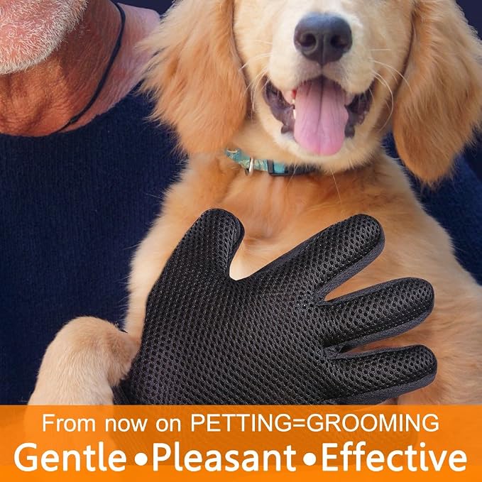 1 Pair Pet Grooming Glove, Gentle Deshedding Brush Glove Hair Remover Brush - Image 2