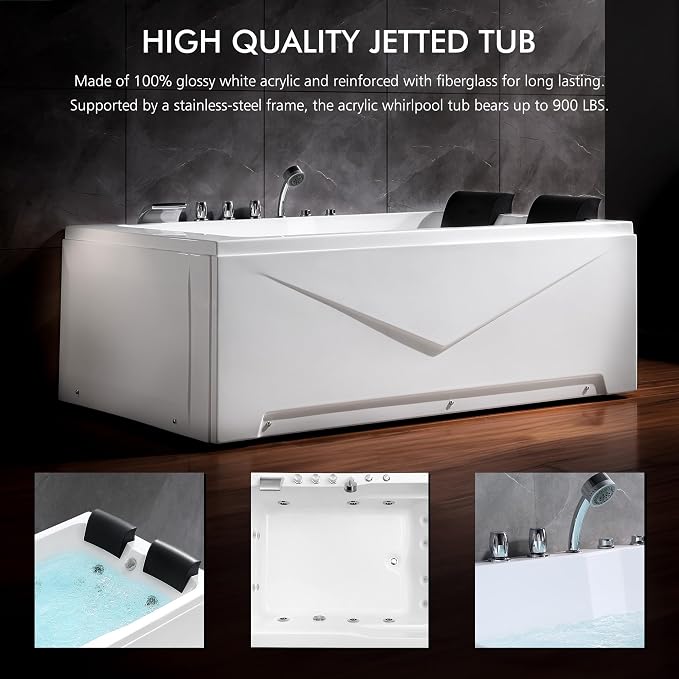 Empava 71" two Person Acrylic Whirlpool Bathtub - Image 9