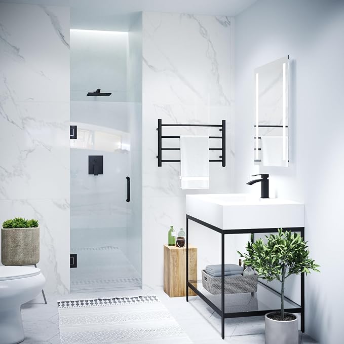 ANZZI 70" x 24" Frameless Shower Door in Matte Black, Water Repellent Glass - Image 3
