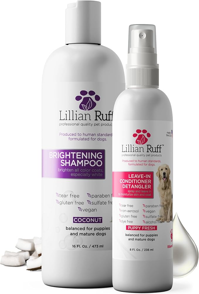 Lillian Ruff PRO Formula Ultra Brightening Dog Shampoo & Leave-in Conditioner by LillianRuff