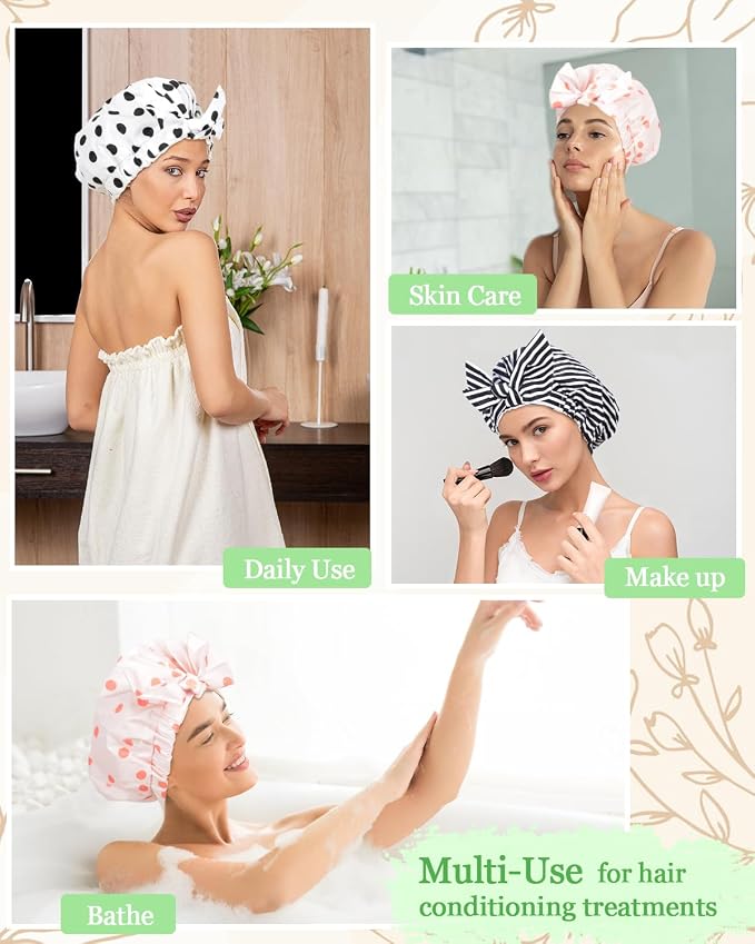 Shower Cap Luxury Shower Caps for Women Reusable Waterproof Hair Cap for Shower - Image 4