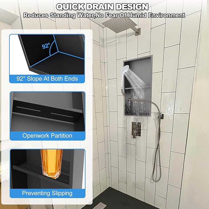 304 Stainless Steel Shower Niche Insert-24 x 12" No Tile Needed Bathroom Niche - Image 4