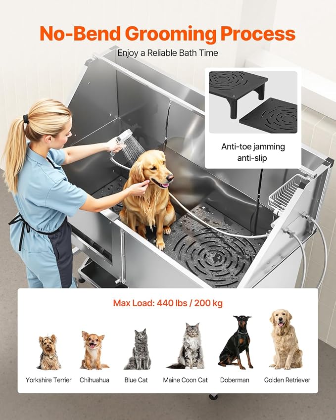 VEVOR Stainless Steel Dog Washing Station, Professional 62 inch Pet Grooming - Image 4