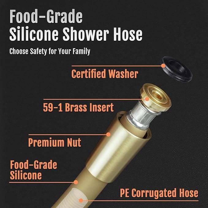 Shower Hose, Food-Grade Silicone Shower Hose Attachment - Image 2
