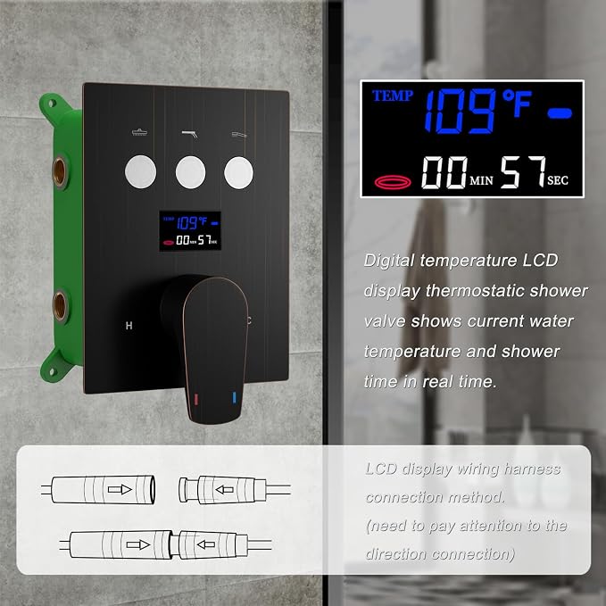 Shower System Oil Rubbed Bronze Shower Faucet Set 12 Inch Wall Mounted Full - Image 5