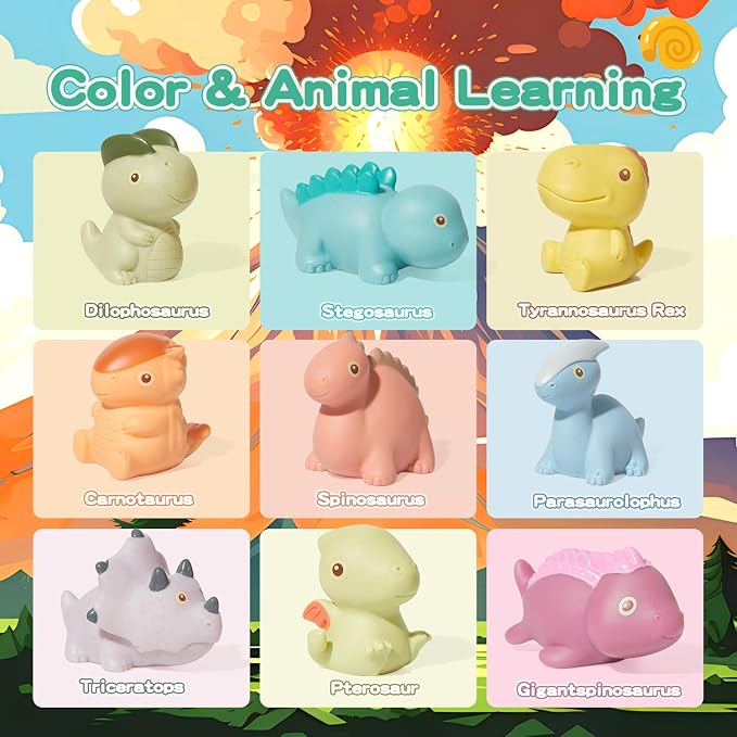 Bath Toys, Dinosaur 9 Pack | Sealed, No Hole & Mold Free Bath Toys Design | Soft - Image 6