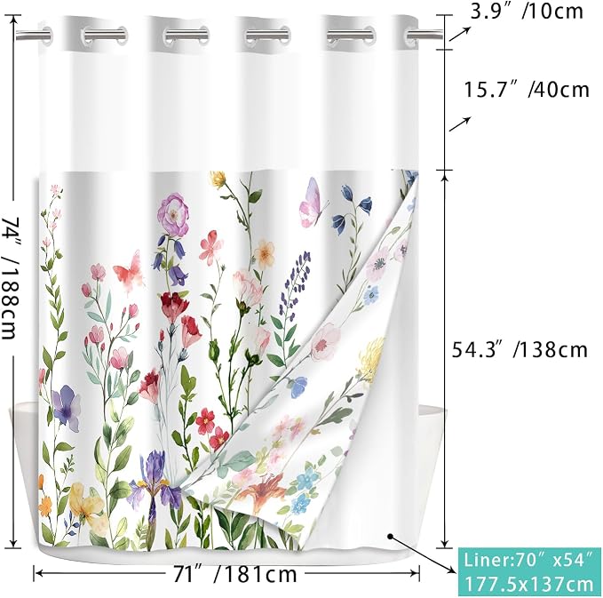 No Hook Shower Curtain Set - Image 2