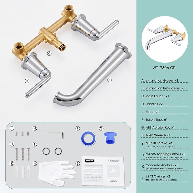 Wall Mount Tub Filler, 10.33" Extra Long Tub Spout - Image 8