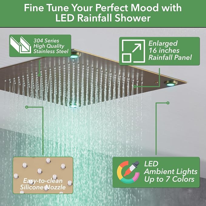 VANFOXLE Shower Faucet Set Brushed Gold Shower System, Shower Faucet - Image 4