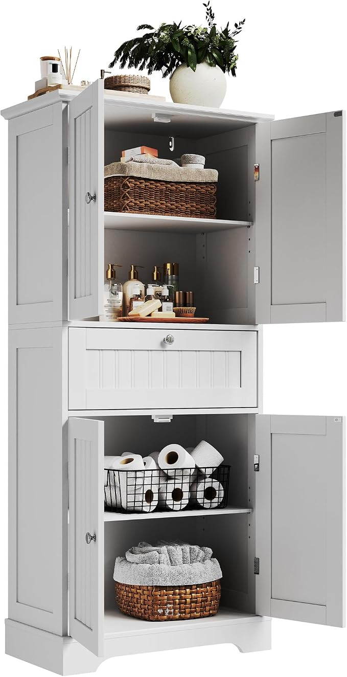 ChooChoo 51" H Tall Bathroom Floor Cabinet, Modern Bathroom Storage Cabinet - Image 9
