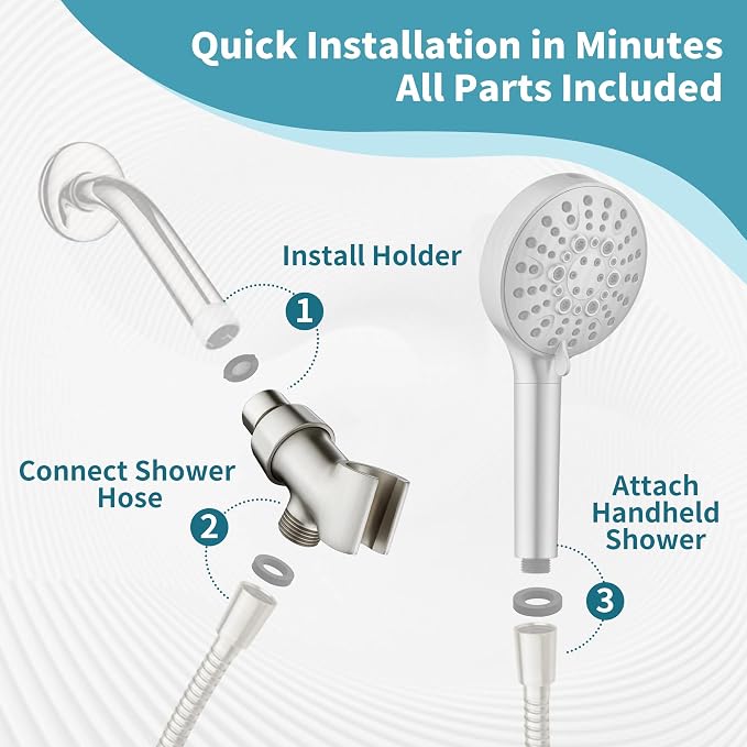 BRIGHT SHOWERS All Metal Handheld Shower Head Holder, Adjustable Shower Arm - Image 4