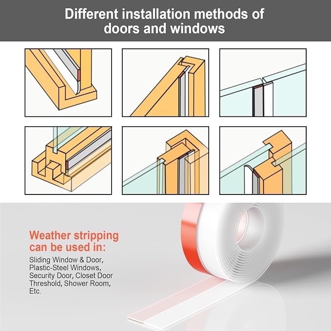 Shower Door Seal Strip, 36ft Silicone Door Frame Sealing Strip - Image 5