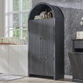 71" Tall Arched Kitchen Pantry, Modern Fluted Wood Storage Cabinet by IFGETEnrichYourLivingSpace