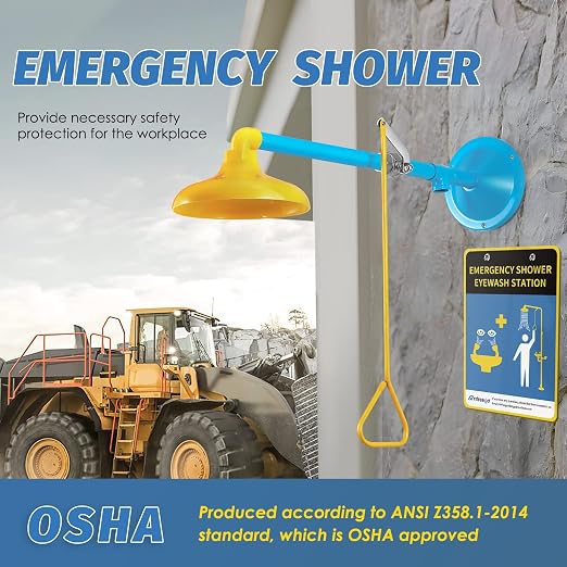 Emergency Shower Station Safety Shower Outdoor Horizontal/Wall Mounted Drench - Image 2