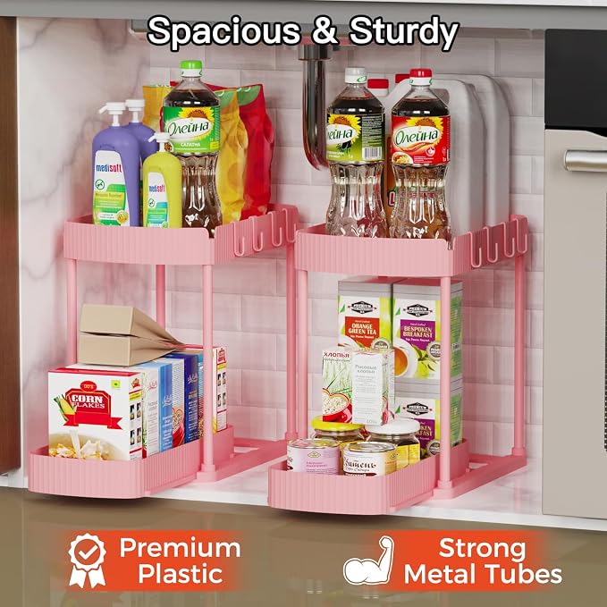 2 Pack Multi-Purpose Pull-Out Storage Organizers, Under Sink Organizers and - Image 3