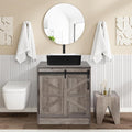 30" Barn Door Bathroom Vanity, Farmhouse Style Standing Pedestal Cabinet by Solidee