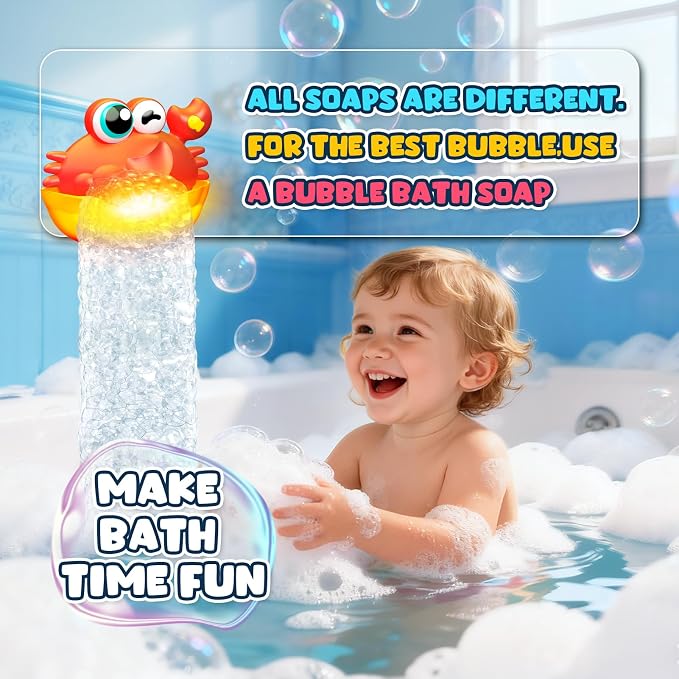 Bath Toys for Kids Ages 1-3, Light Up Baby Bath Toys Crab Bubble Maker - Image 6