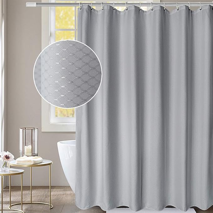 AooHome Waffle Weave Fabric Shower Curtain by AooHome