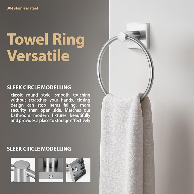 Bathroom Accessories Set Brushed Nickel Towel bar Set, 4 Piece Towel Rack Set - Image 5