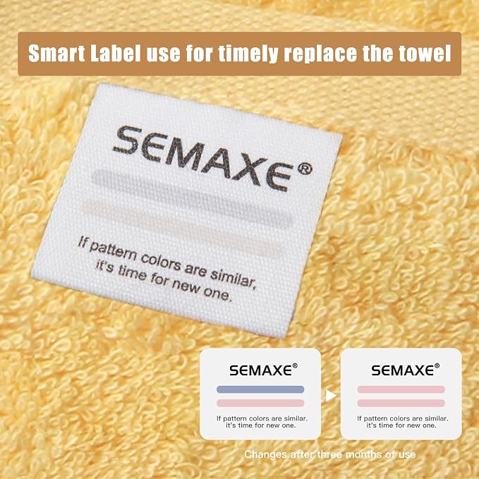 SEMAXE Yellow Bath Towel Set, 100% Cotton Absorbent Bathroom Towels - Image 3