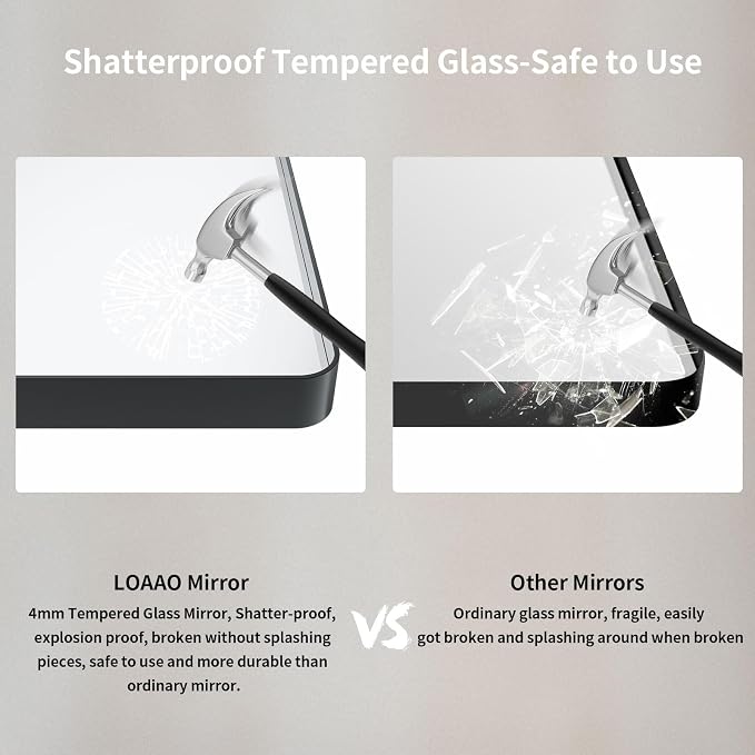LOAAO 60X40 Inch Black Metal Framed Bathroom Mirror - Image 7