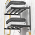 Black Adjustable Towel Bar for Bathroom Wall Mount17-30.7inch Adhesive Shower by CAXIMSY