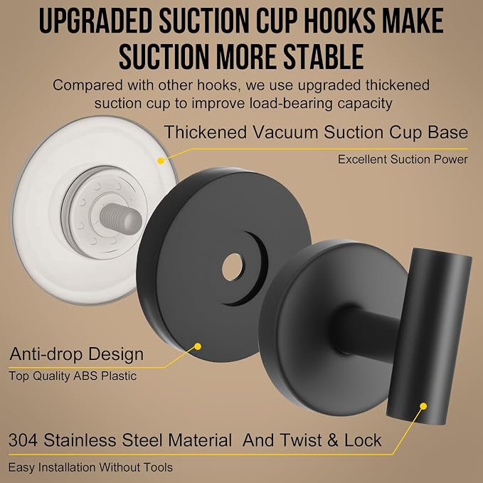 Suction Cup Hook for Shower, 16 Pack Wall Mount Towel Holder, Removable Towel - Image 2
