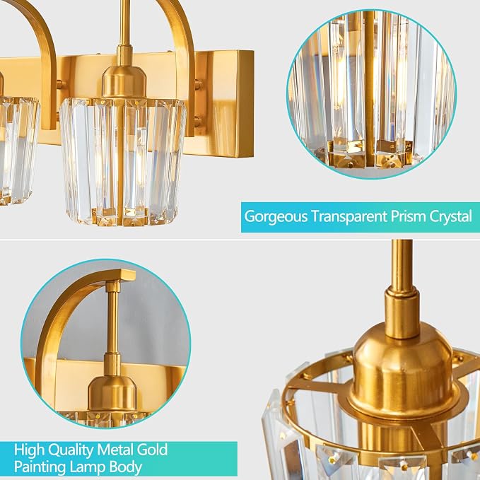 Modern Bathroom Vanity Light, 4-Light Gold Wall Sconce - Image 2