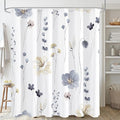 Gibelle Watercolor Floral Shower Curtain, Modern Minimalist White Waterproof by Gibelle