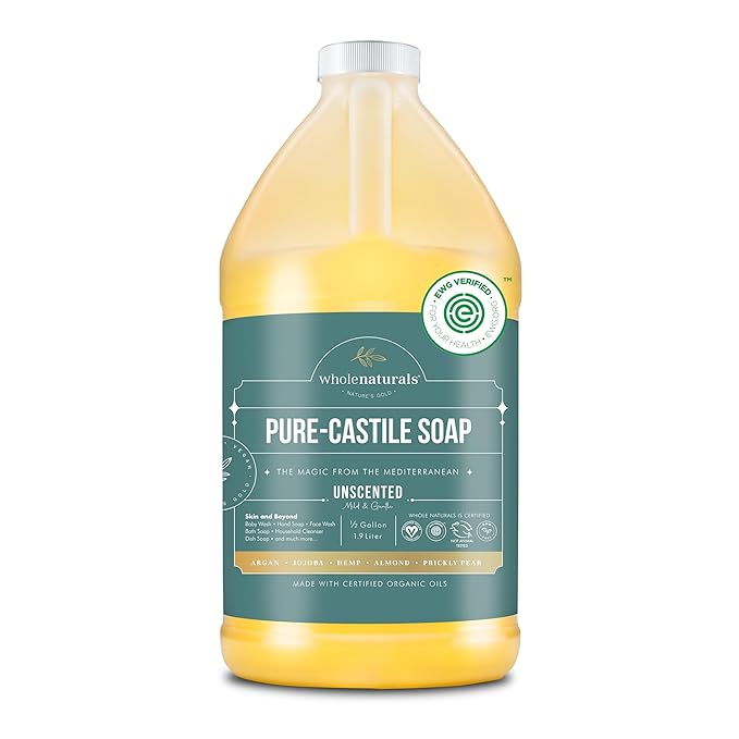 WHOLENATURALS Pure Castile Soap Liquid, EWG Verified & Certified Palm Oil Free by WholeNaturals