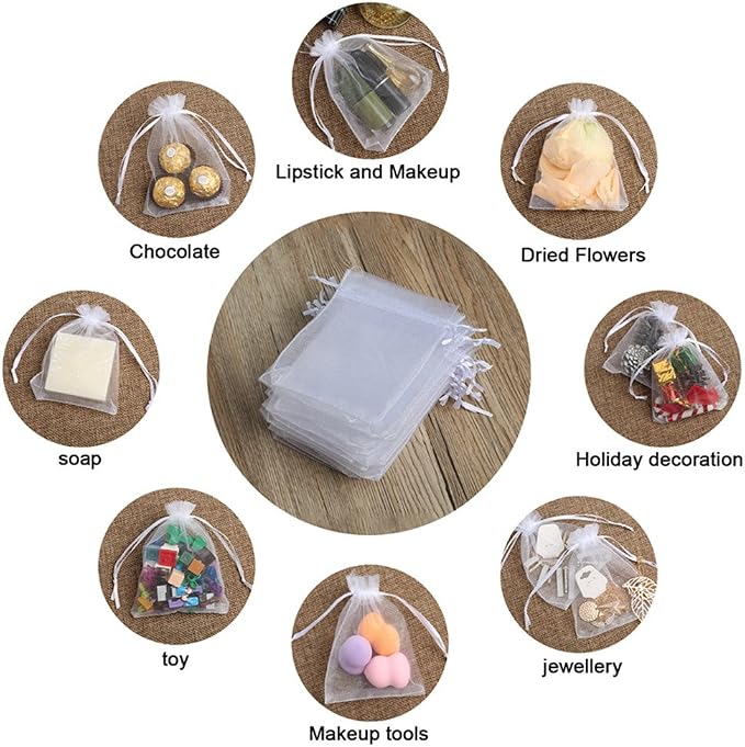 Hopttreely 100PCS Premium Sheer Organza Bags, 4x4.72 Jewelry Gift Bags - Image 6