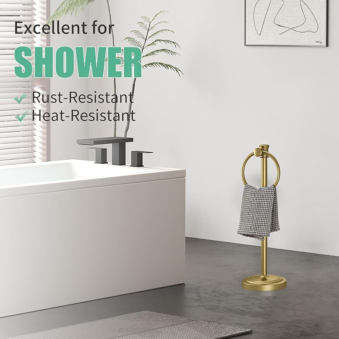 Hoimpro 17 Inch Stand Hand Towel Holder Towel Bar Towel Hanging Ring, Free - Image 4