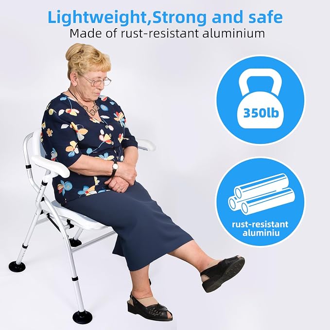 Shower Chair for Inside Shower, Foldable Shower Chair for Elderly and Disabled - Image 6