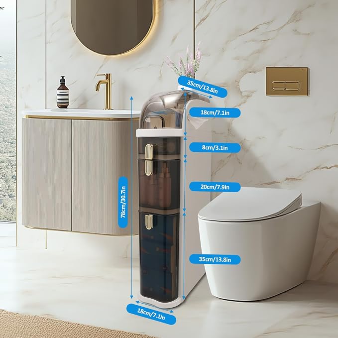 Bathroom Floor Cabinet, Narrow Bathroom Storage Cabinet, Mobile and No - Image 5
