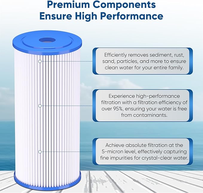 PUREPLUS 5 Micron 10" x 4.5" Whole House Pleated Sediment Filter - Image 6